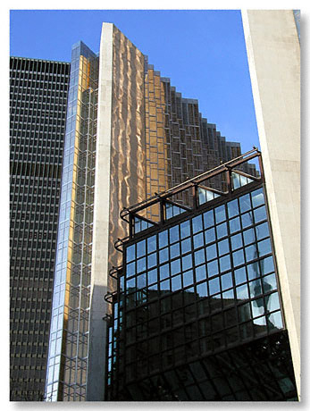 CN Tower Reflection on office buildings in Toronto, Canada - Digital Image