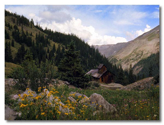 Abandoned mine shaft building - Colorado - Scan from a slide